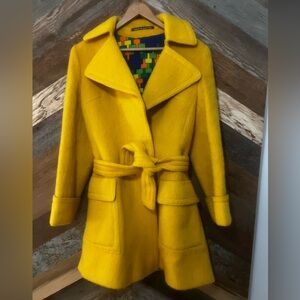 Vintage Vibrant Yellow Women's Trench Coat